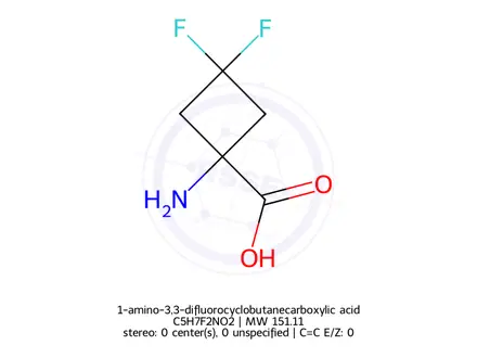Chemical structure of 1-amino-3,3-difluorocyclobutanecarboxylic acid