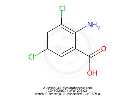 Chemical structure of 2-amino-3,5-dichlorobenzoic acid