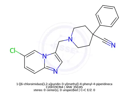 Chemical structure of 1-[(6-chloroimidazo[1,2-a]pyridin-3-yl)methyl]-4-phenyl-4-piperidinecarbonitrile