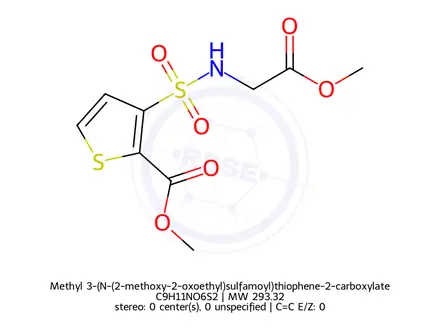 Chemical structure of Methyl 3-(N-(2-methoxy-2-oxoethyl)sulfamoyl)thiophene-2-carboxylate
