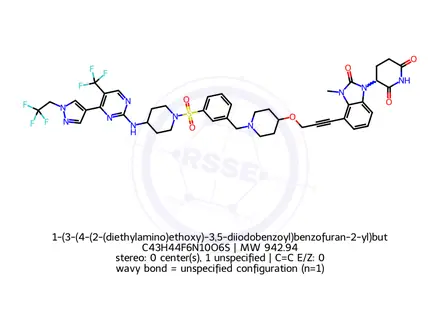 Chemical structure of 1-(3-(4-(2-(diethylamino)ethoxy)-3,5-diiodobenzoyl)benzofuran-2-yl)butan-1-one