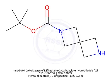 Chemical structure of tert-butyl 2,6-diazaspiro[3.3]heptane-2-carboxylate hydrochloride