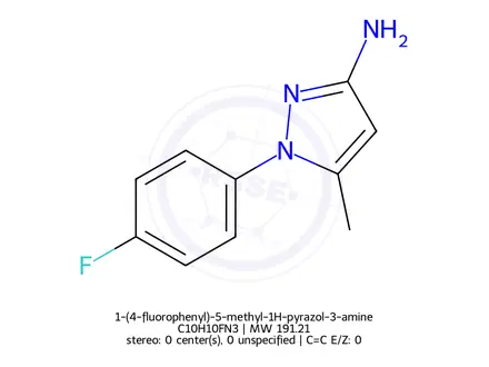 Chemical structure of 1-(4-fluorophenyl)-5-methyl-1H-pyrazol-3-amine