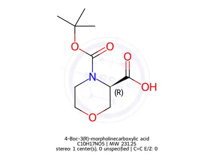 Chemical structure of 4-Boc-3(R)-morpholinecarboxylic acid