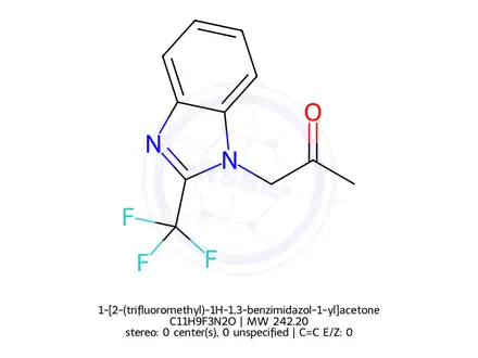 Chemical structure of 1-[2-(trifluoromethyl)-1H-1,3-benzimidazol-1-yl]acetone