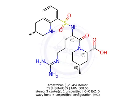 Chemical structure of Argatroban (L,2S,4S)-isomer