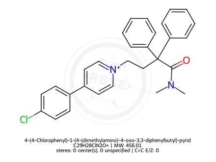 Chemical structure of 4-(4-Chlorophenyl)-1-(4-(dimethylamino)-4-oxo-3,3-diphenylbutyl)-pyridinium