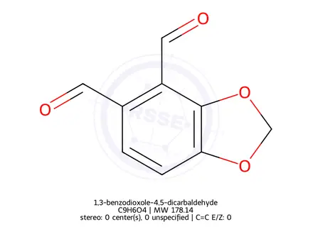 Chemical structure of 1,3-benzodioxole-4,5-dicarbaldehyde