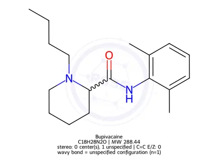 Chemical structure of Bupivacaine