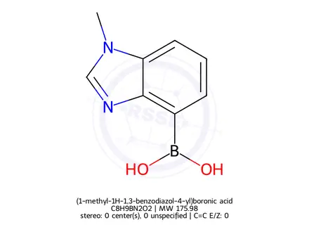 Chemical structure of (1-methyl-1H-1,3-benzodiazol-4-yl)boronic acid