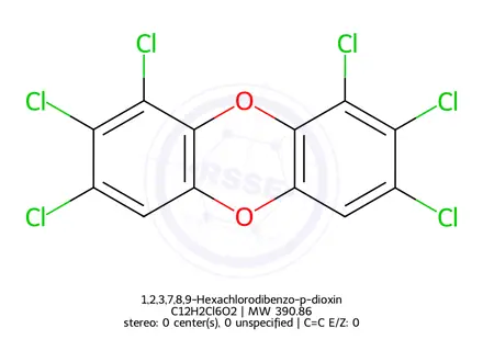 Chemical structure of 1,2,3,7,8,9-Hexachlorodibenzo-p-dioxin