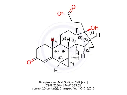 Chemical structure of Drospirenone Acid Sodium Salt