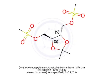 Chemical structure of (-)-2,3-O-Isopropylidene-L-threitol-1,4-dimethane sulfonate
