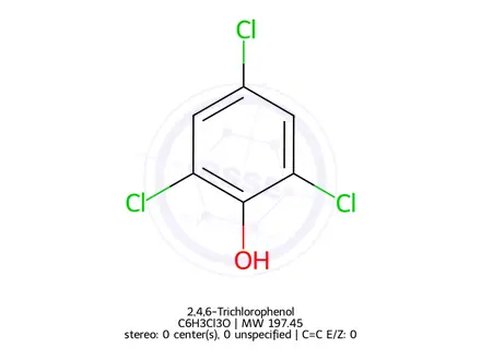 Chemical structure of 2,4,6-Trichlorophenol