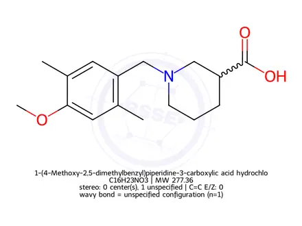 Chemical structure of 1-(4-Methoxy-2,5-dimethylbenzyl)piperidine-3-carboxylic acid hydrochloride