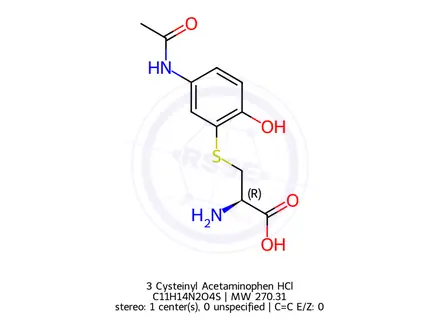 Chemical structure of 3 Cysteinyl Acetaminophen HCl