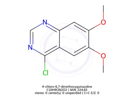 Chemical structure of 4-chloro-6,7-dimethoxyquinazoline