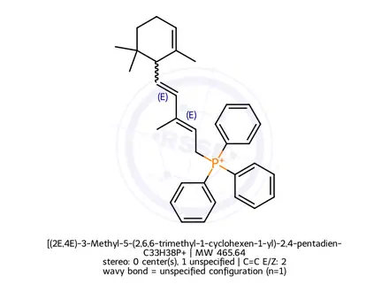 Chemical structure of [(2E,4E)-3-Methyl-5-(2,6,6-trimethyl-1-cyclohexen-1-yl)-2,4-pentadien-1-yl]triphenyl-phosphonium Bromide