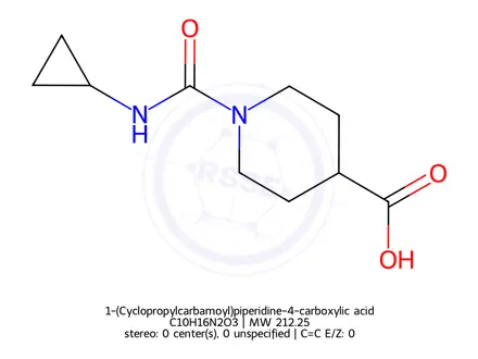 Chemical structure of 1-(Cyclopropylcarbamoyl)piperidine-4-carboxylic acid