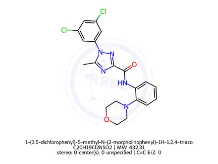 Chemical structure of 1-(3,5-dichlorophenyl)-5-methyl-N-(2-morpholinophenyl)-1H-1,2,4-triazole-3-carboxamide