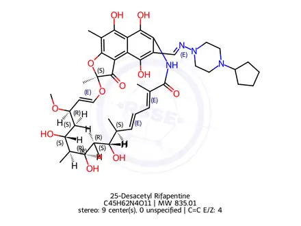 Chemical structure of 25-Desacetyl Rifapentin