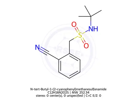 Chemical structure of N-tert-Butyl-1-(2-cyanophenyl)methanesulfonamide