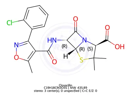 Chemical structure of Cloxacillin