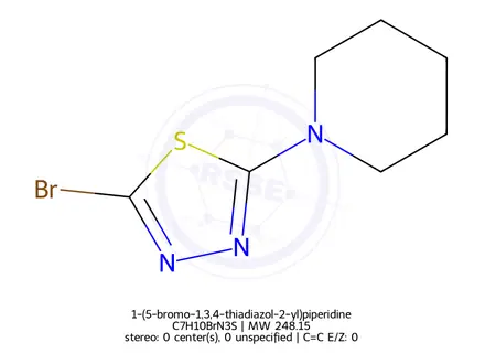 Chemical structure of 1-(5-bromo-1,3,4-thiadiazol-2-yl)piperidine