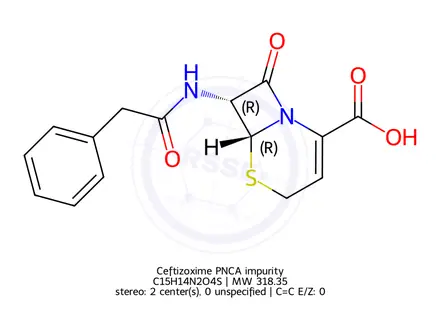 Chemical structure of Ceftizoxime PNCA impurity