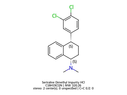 Chemical structure of Sertraline Dimethyl Impurity HCl