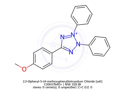 Chemical structure of 2,3-Diphenyl-5-(4-methoxyphenyl)tetrazolium Chloride