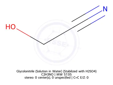 Chemical structure of Glycolonitrile (Solution in Water) (Stabilized with H2SO4) (BSC)
