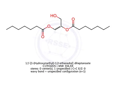 Chemical structure of 1,1'-[1-(Hydroxymethyl)-1,2-ethanediyl] diheptanoate