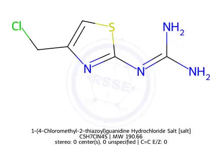 Chemical structure of 1-(4-Chloromethyl-2-thiazoyl)guanidine Hydrochloride Salt