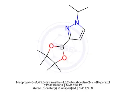 Chemical structure of 1-isopropyl-3-(4,4,5,5-tetramethyl-1,3,2-dioxaborolan-2-yl)-1H-pyrazole