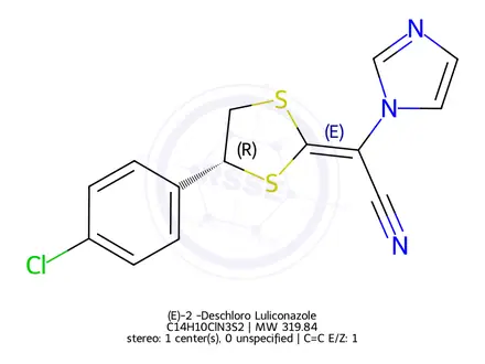 Chemical structure of (E)-2’-Deschloro Luliconazole