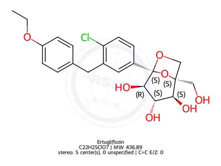 Chemical structure of Ertugliflozin L-Pyroglutamic Acid