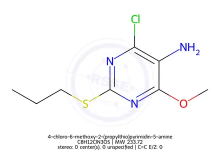 Chemical structure of 4-chloro-6-methoxy-2-(propylthio)pyrimidin-5-amine