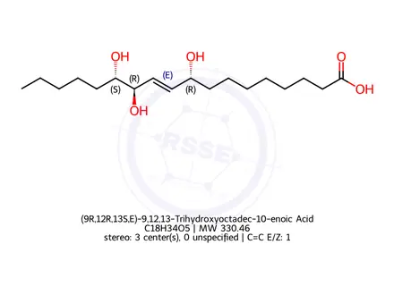 Chemical structure of (9R,12R,13S,E)-9,12,13-Trihydroxyoctadec-10-enoic Acid