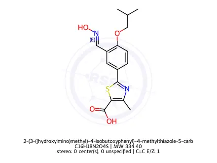 Chemical structure of 2-(3-((hydroxyimino)methyl)-4-isobutoxyphenyl)-4-methylthiazole-5-carboxylic acid