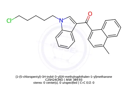 Chemical structure of (1-(5-chloropentyl)-1H-indol-3-yl)(4-methylnaphthalen-1-yl)methanone