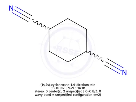Chemical structure of (1s,4s)-cyclohexane-1,4-dicarbonitrile