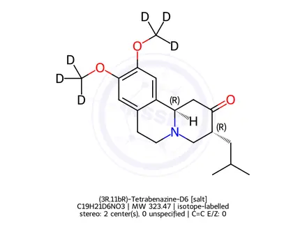 Chemical structure of (3R,11bR)-Tetrabenazine-D6