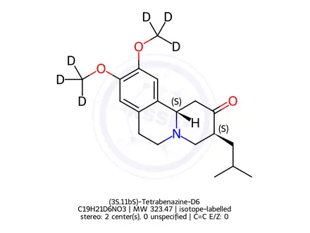 Chemical structure of (3S,11bS)-Tetrabenazine-D6