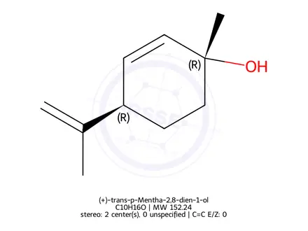 Chemical structure of (+)-trans-p-Mentha-2,8-dien-1-ol