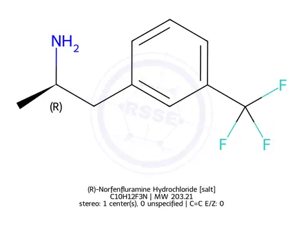 Chemical structure of (R)-Norfenfluramine Hydrochloride