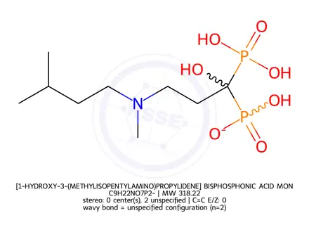 Chemical structure of [1-HYDROXY-3-(METHYLISOPENTYLAMINO)PROPYLIDENE] BISPHOSPHONIC ACID MONOSODIUM SALT (IBANDRONIC ACID IMPURITY)