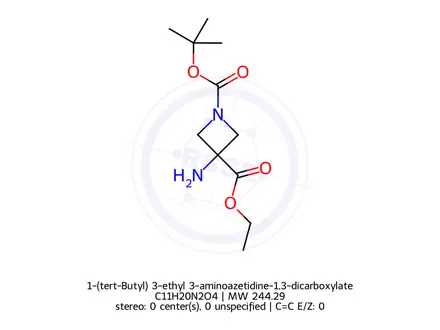 Chemical structure of 1-(tert-Butyl) 3-ethyl 3-aminoazetidine-1,3-dicarboxylate