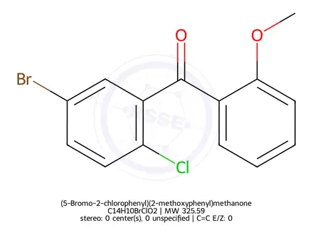 Chemical structure of (5-Bromo-2-chlorophenyl)(2-methoxyphenyl)methanone