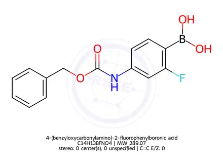 Chemical structure of 4-(benzyloxycarbonylamino)-2-fluorophenylboronic acid